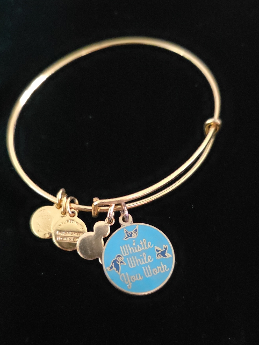 Alex and Ani Disney Gold-Tone Bangle  'Whistle While You Work' Charm